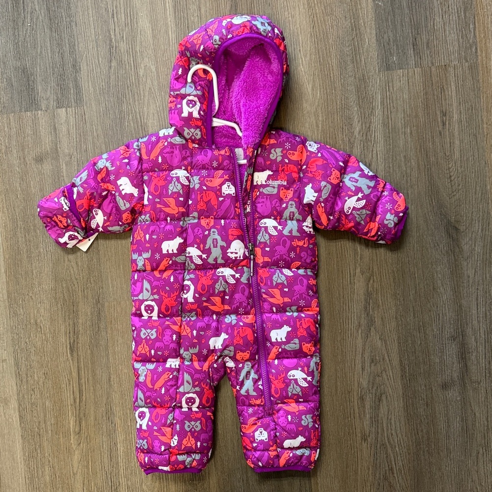 Columbia Kids Purple Animal Print One Piece Snowsuit